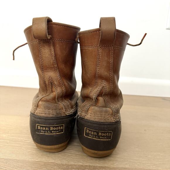 VTG LL Bean Boots Unlined Hunting Leather Duck Boots Women's 12 Mens Maine USA - Picture 3 of 6